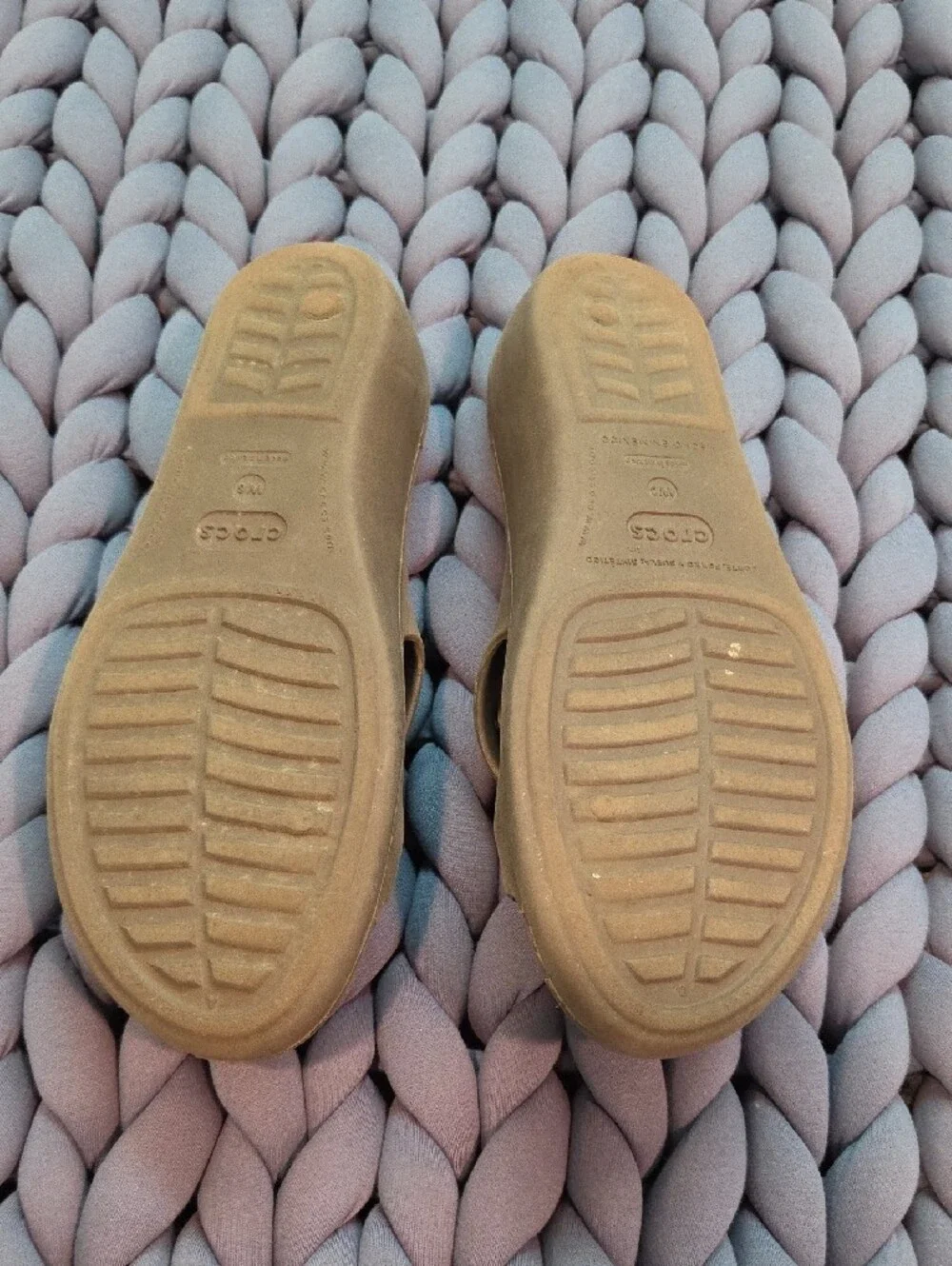 CROCS Women's Brown Slip-On Sandals with Tan Footbed